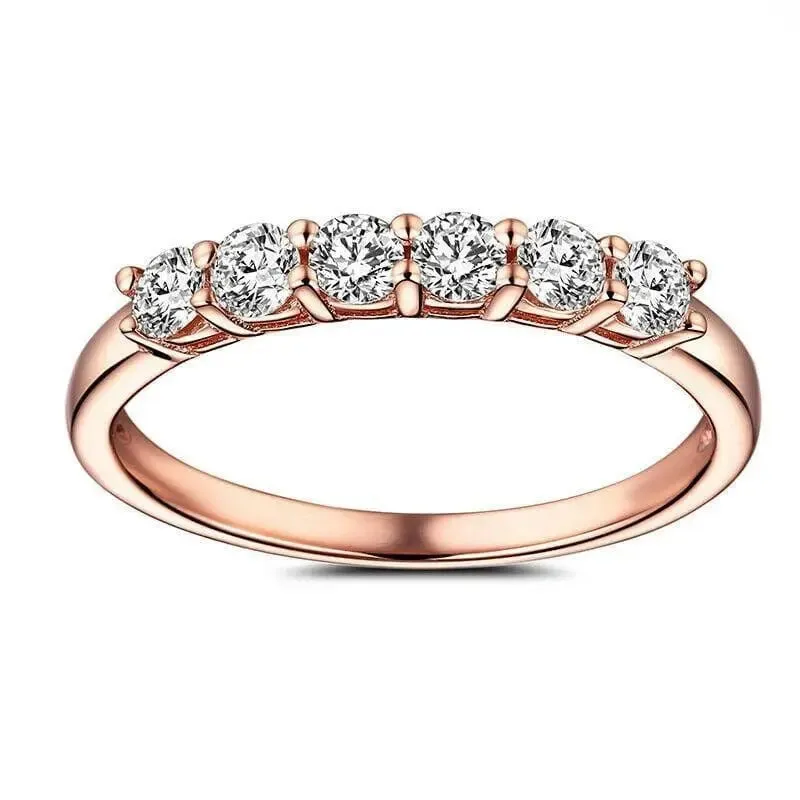 10k Rose Gold 6 Stone Moissanite Anniversary Band 0.36ct Total