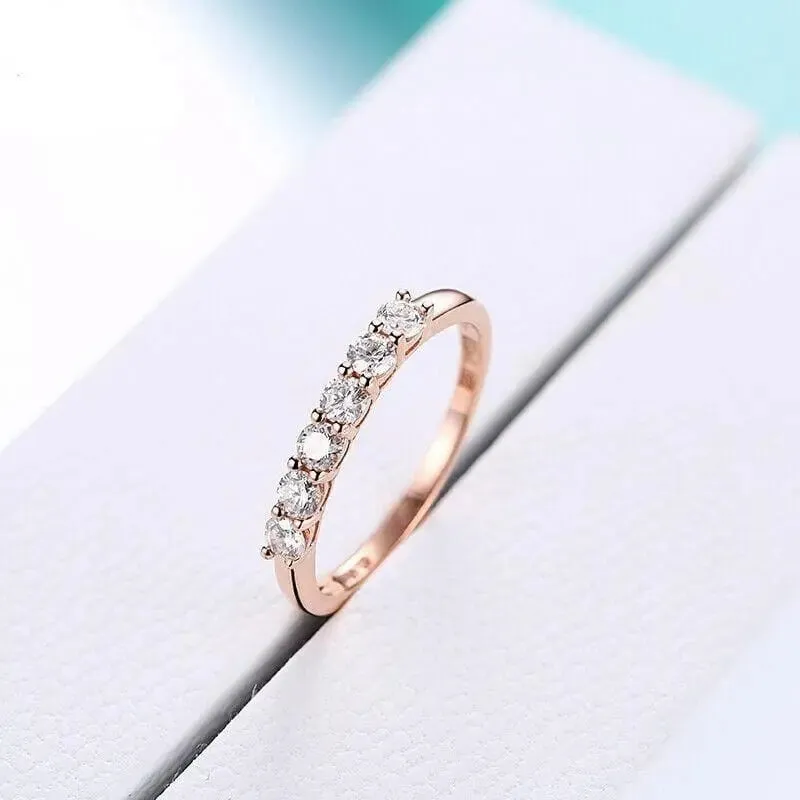 10k Rose Gold 6 Stone Moissanite Anniversary Band 0.36ct Total