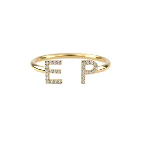 14k Double Initial Ring