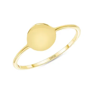 14K Gold Disc ID Ring