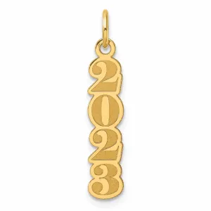 14K Gold Vertical 2023 Charm - Polished & Satin Finish, Unisex