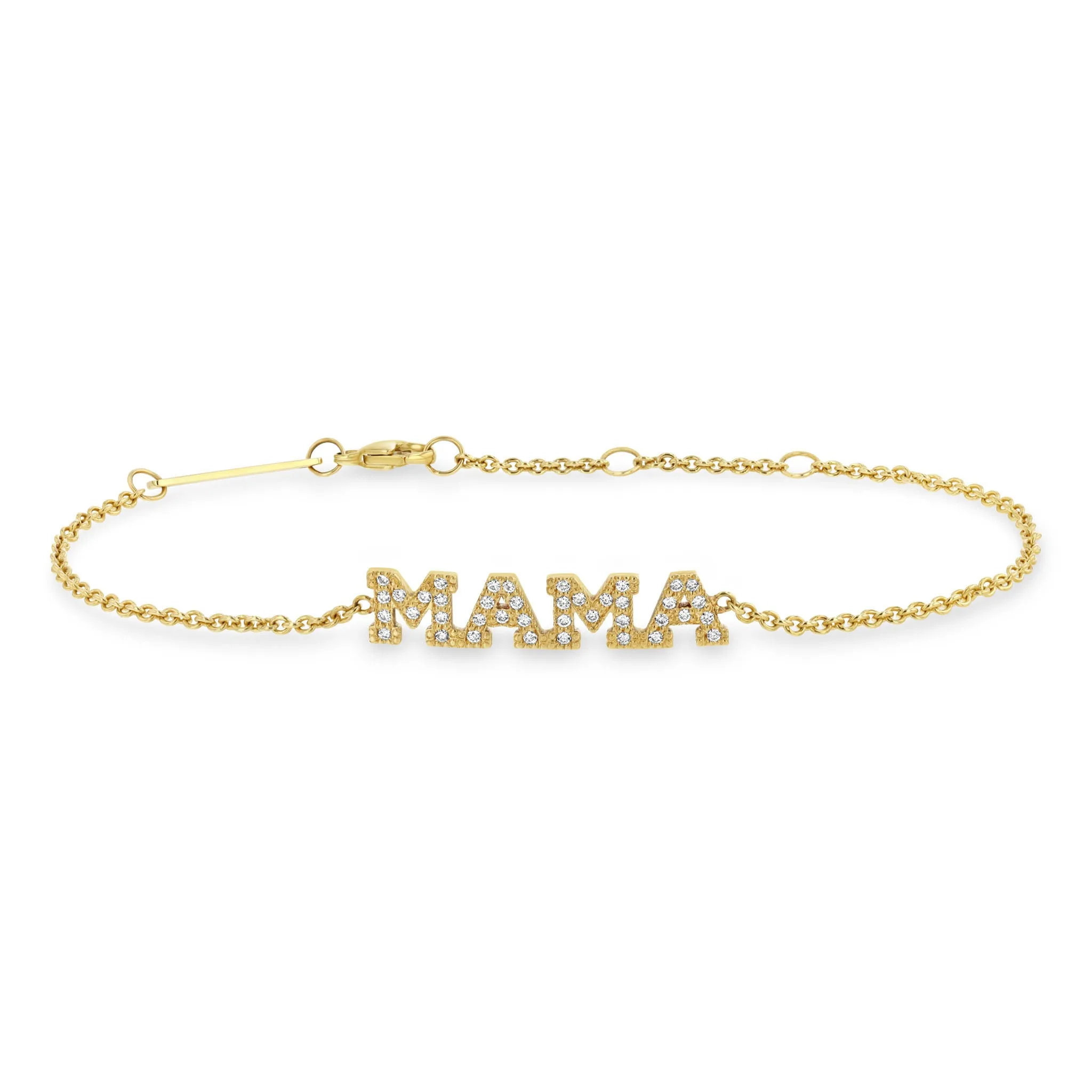 14k Pavé Diamond MAMA Bracelet