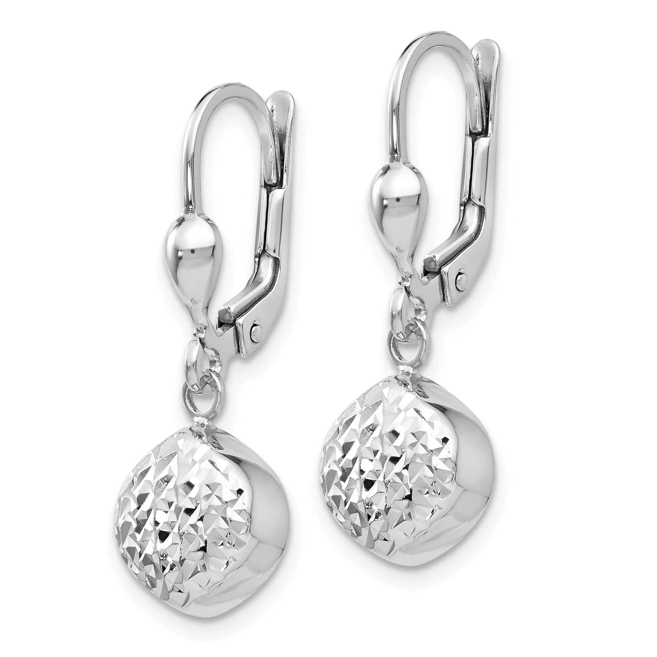 14k White Gold Polished D.C Dangle Earrings