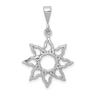 14k White Gold Textured Polished Finish Sun Design Charm Pendant