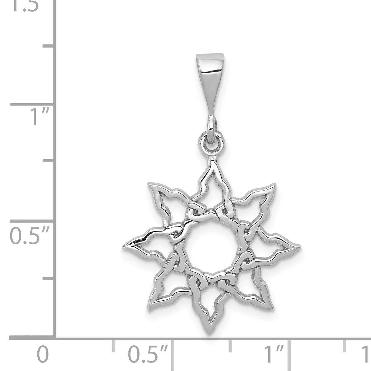 14k White Gold Textured Polished Finish Sun Design Charm Pendant