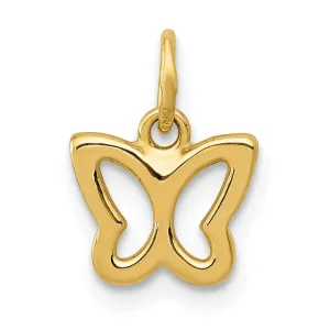 14k Yellow Gold Open Back Solid Polished Finish Butterfly Charm Pendant