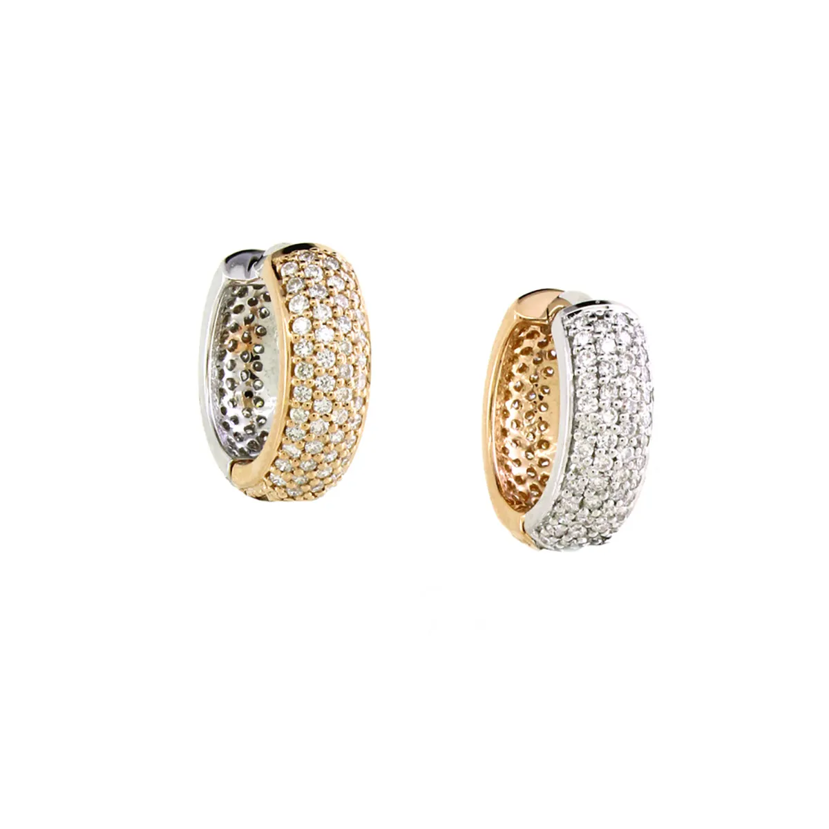 18K ROSE GOLD CARLI WHITE DIAMONDS=0.95ctw REVERSIBLE HUGGIE EARRINGS