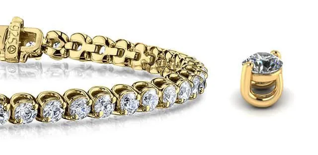 2 Prong Brilliant Round Diamond  Tennis Bracelet with 7.96 ct.(finished) 3.8mm