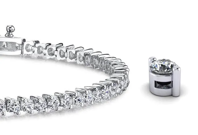 2 Prong Set Round Diamond  Tennis Bracelet with 5.97 ct.(finished) 3mm