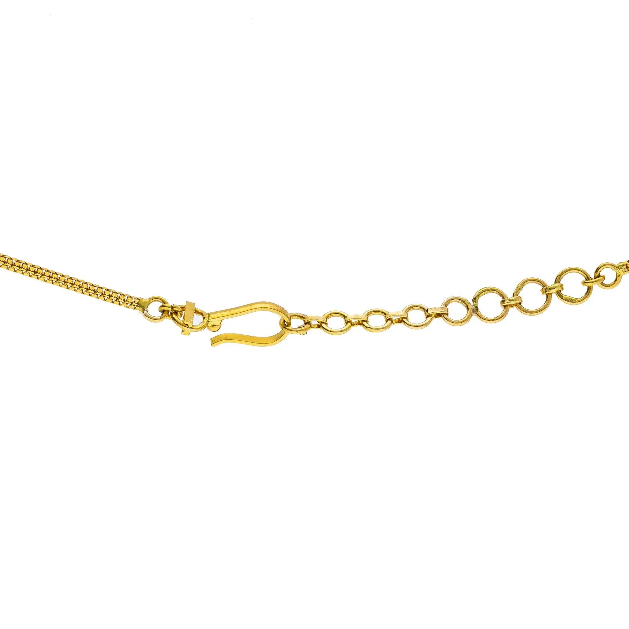 22K Multi Tone Gold Layered Necklace W/ Double Gold Ball Strands