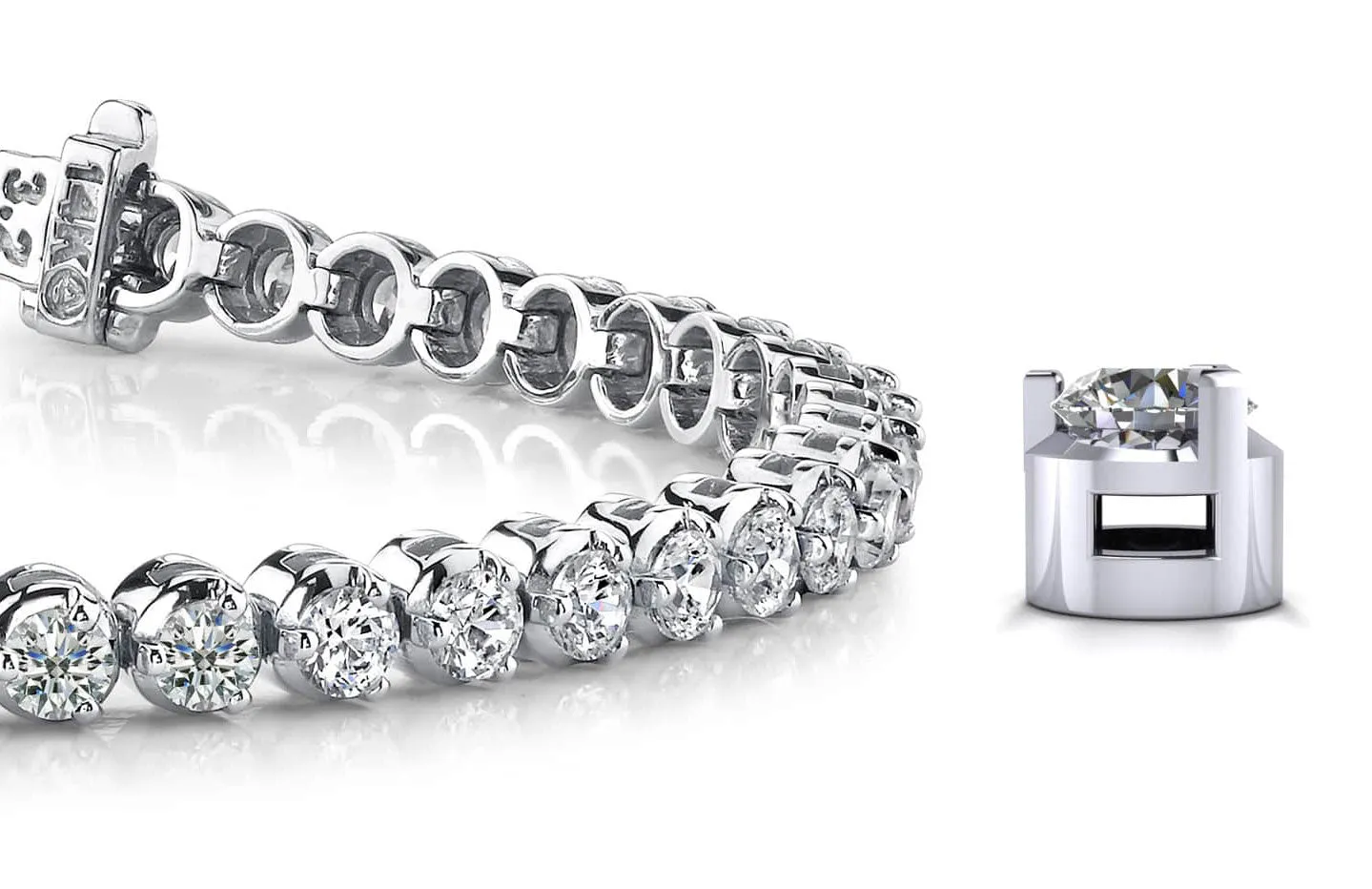 3 Prong Dreams Diamond Tennis Bracelet with 2.11 ct.(finished) 2mm