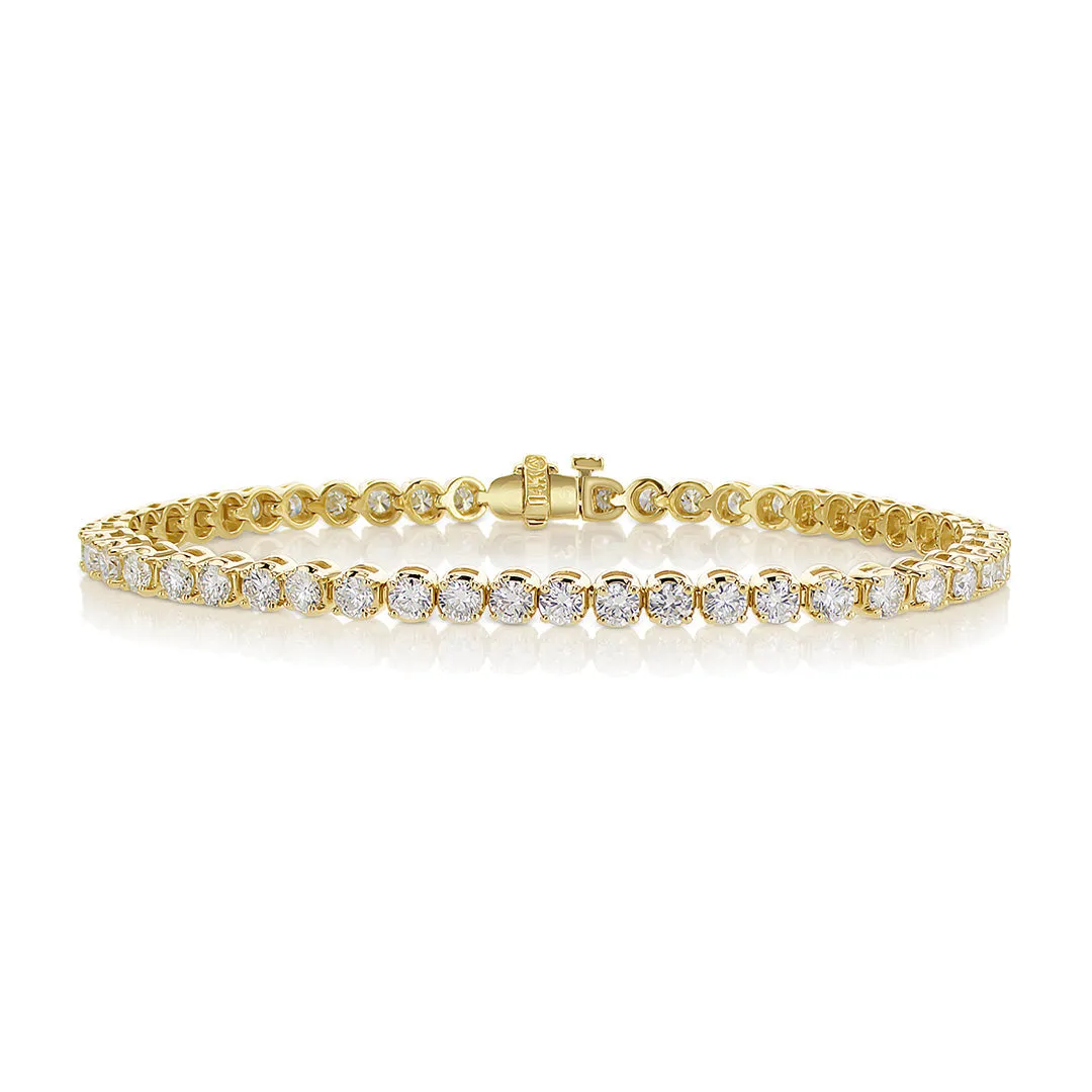 7.29 Cttw Round Diamond 14K Yellow Gold Tennis Bracelet