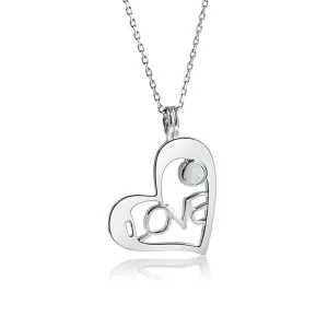 925 Silver Heart LOVE Shape Pendant inlaid with White Opal