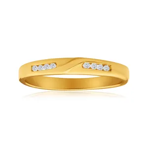 9ct Yellow Gold Diamond Ring  Set with 8 Points of Brilliant Diamonds