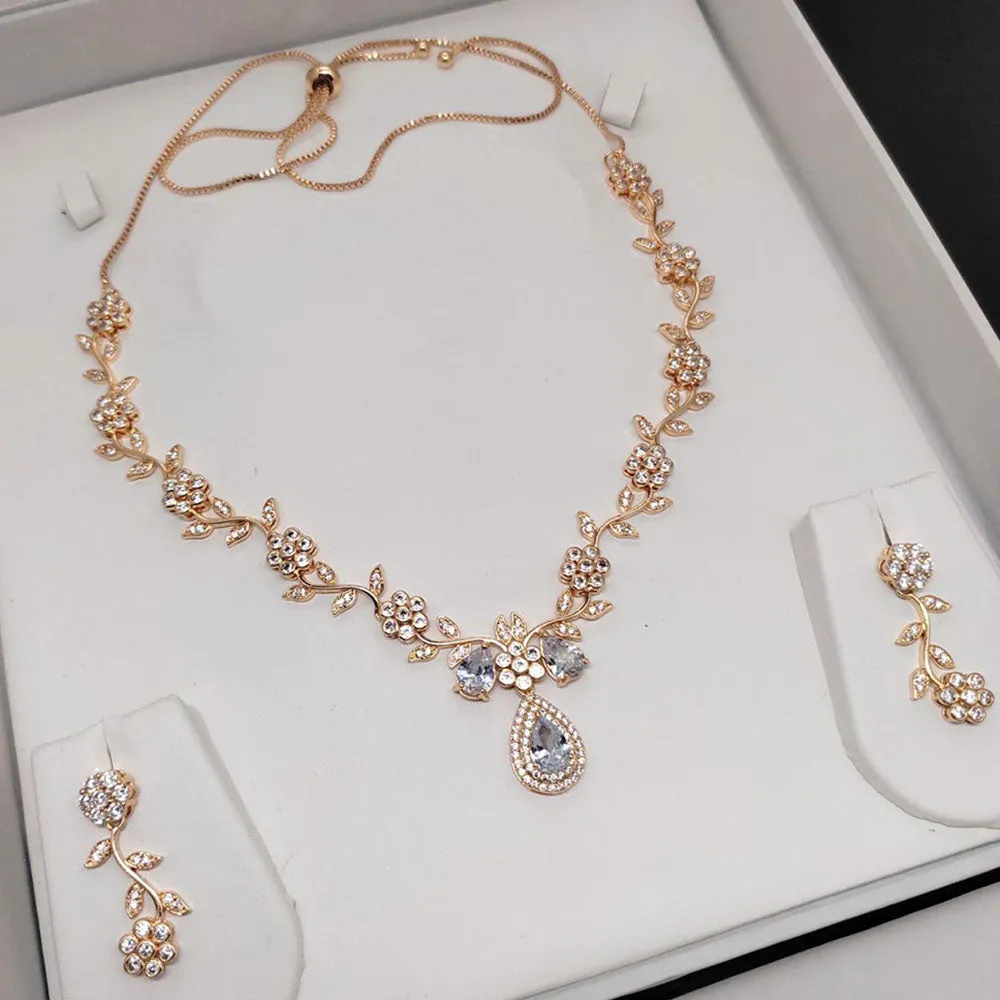 Aamrapali Gold Plated AD Necklace Set