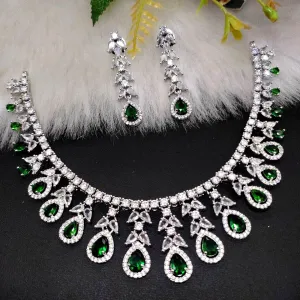 Aamrapali Silver Plated AD Necklace Set