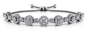 Adjustable Diamond Circle Link Diamond Bracelet with 2.64 ct.(finished) 1.3mm, 3.2mm