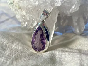 Amethyst Ansley Pendant - Faceted Skinny Teardrop