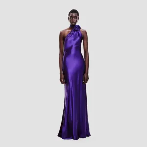 Amethyst Bloom Satin Gown