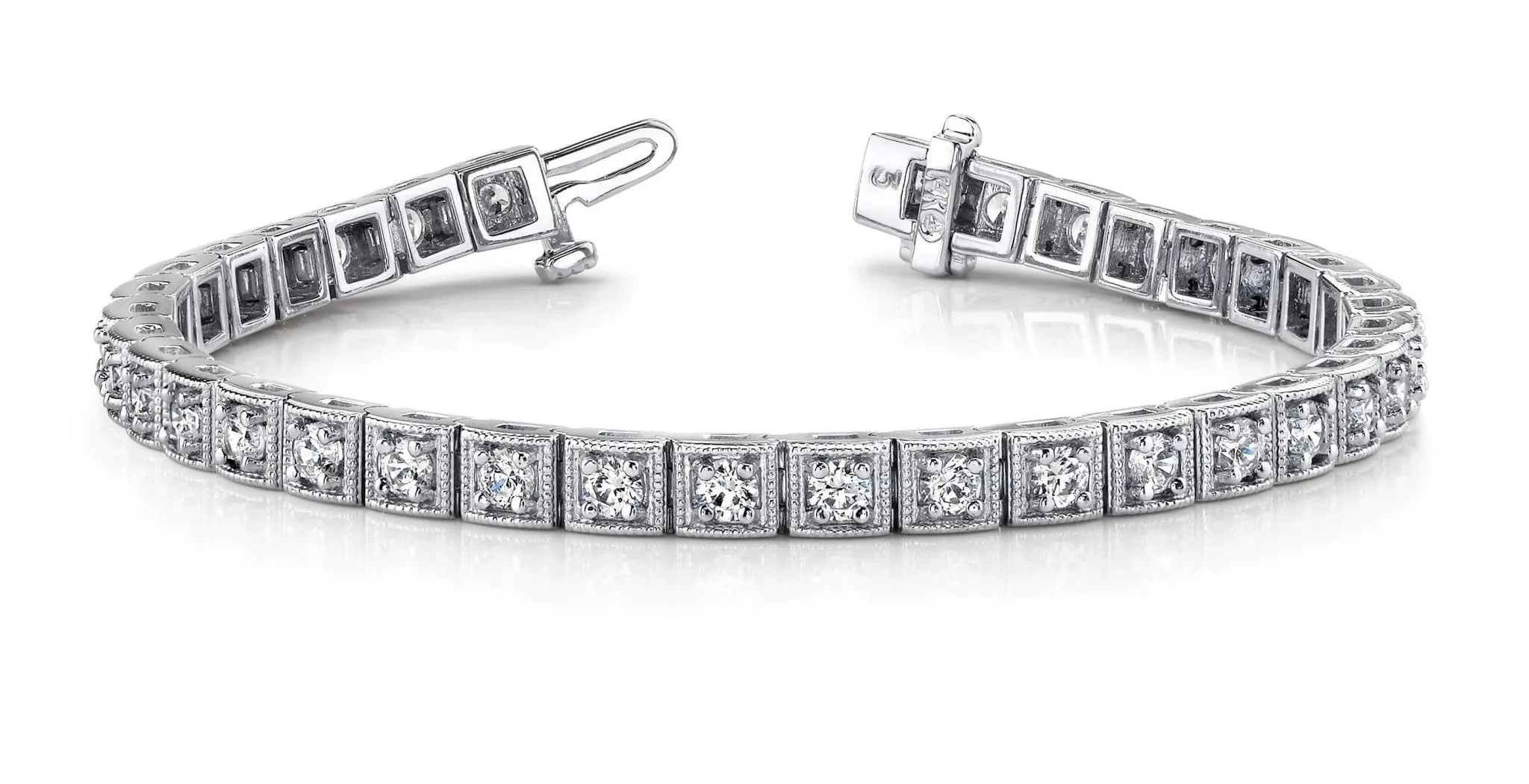 Antique Square Link Diamond Bracelet with 3.85 ct.(finished) 3.0mm