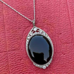 Art Deco Onyx & Diamond Necklace