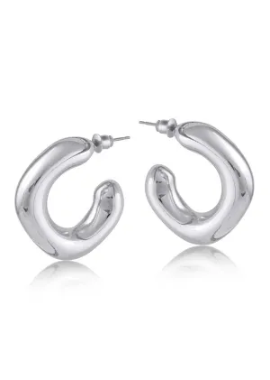 Athenais Organic Hoop Earrings in Silver