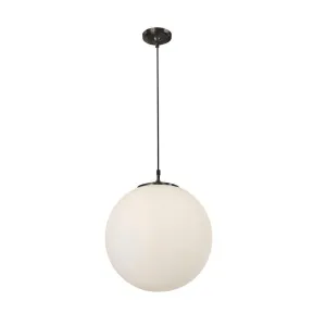 Atom 1 Light Ceiling Pendant 40 cm Opal Glass Sphere