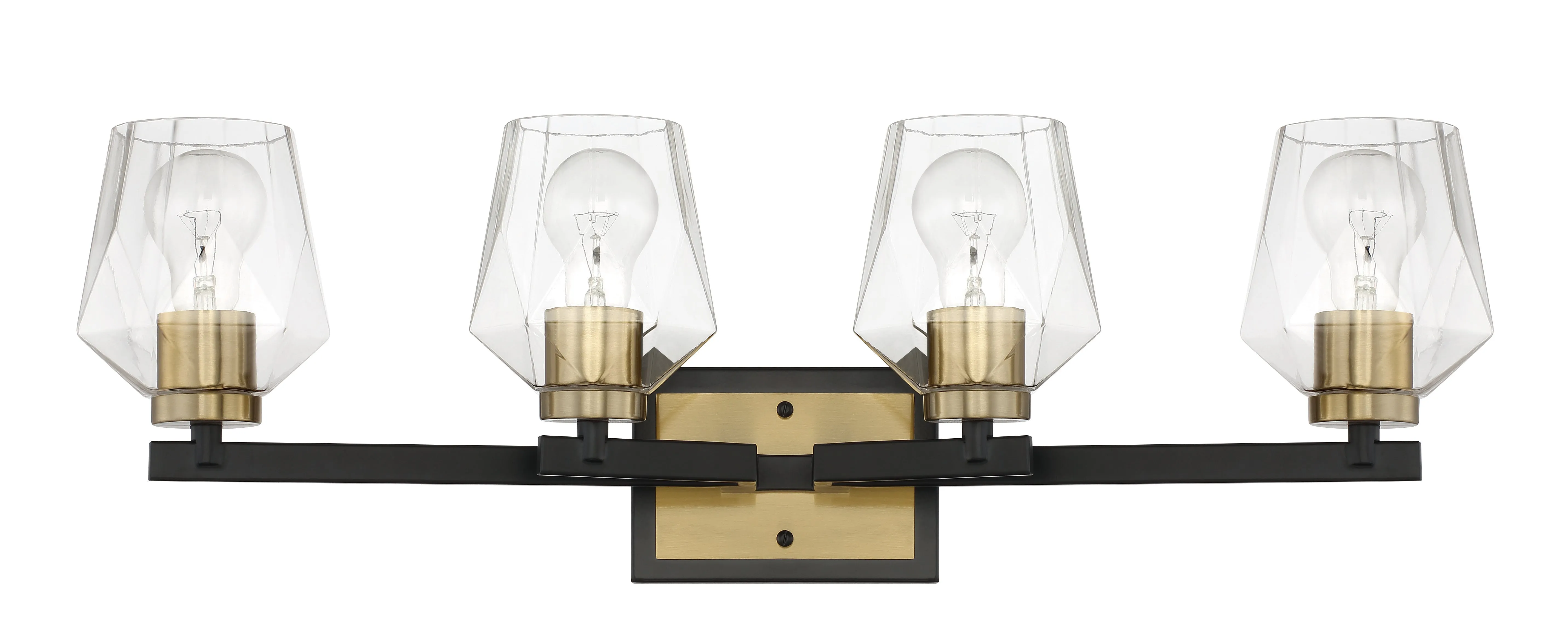 Avante Grand 4 Light Vanity in Flat Black/Satin Brass