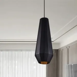 Black Iron Warehouse Pendant Lamp with Faceted Barn/Diamond/Tapered Design