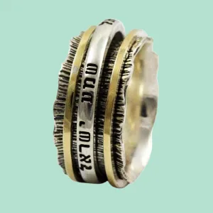 Bluenoemi Rings Engraved spinner ring personalized Hebrew Prayer Ring for Man. Shema Israel.