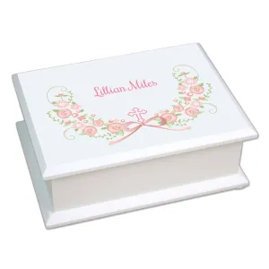 Blush Floral Cross Lift Top Jewelry Box