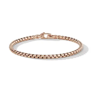 Box Chain Bracelet in 18K Rose Gold, 2.7mm, Size Medium