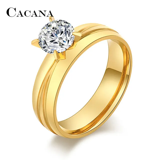 CACANA Stainless Steel Rings For Women   With Notch Fashion Jewelry Wholesale NO.R70