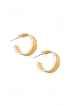 Casual Metallic Thick Flat Hoop Earrings