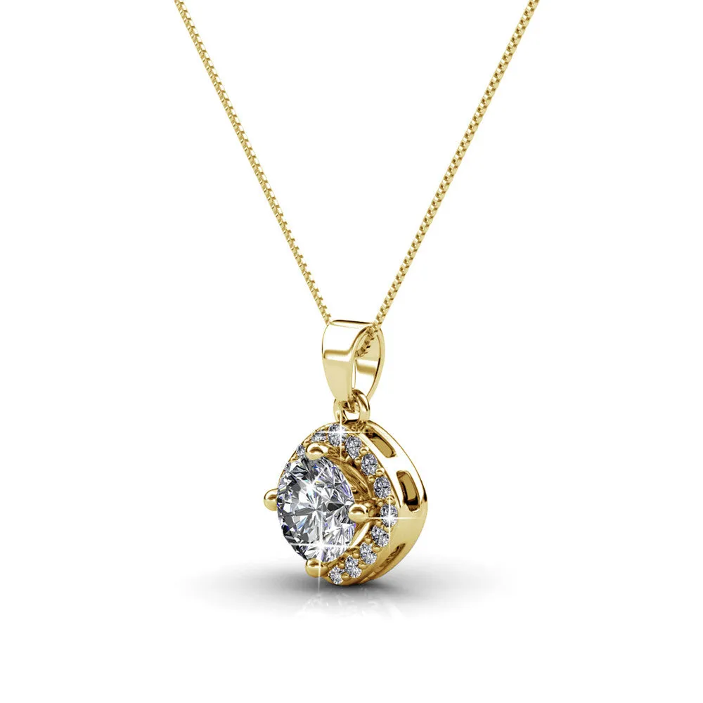 Celeste 18k White Gold Plated Pendant Necklace with Crystals