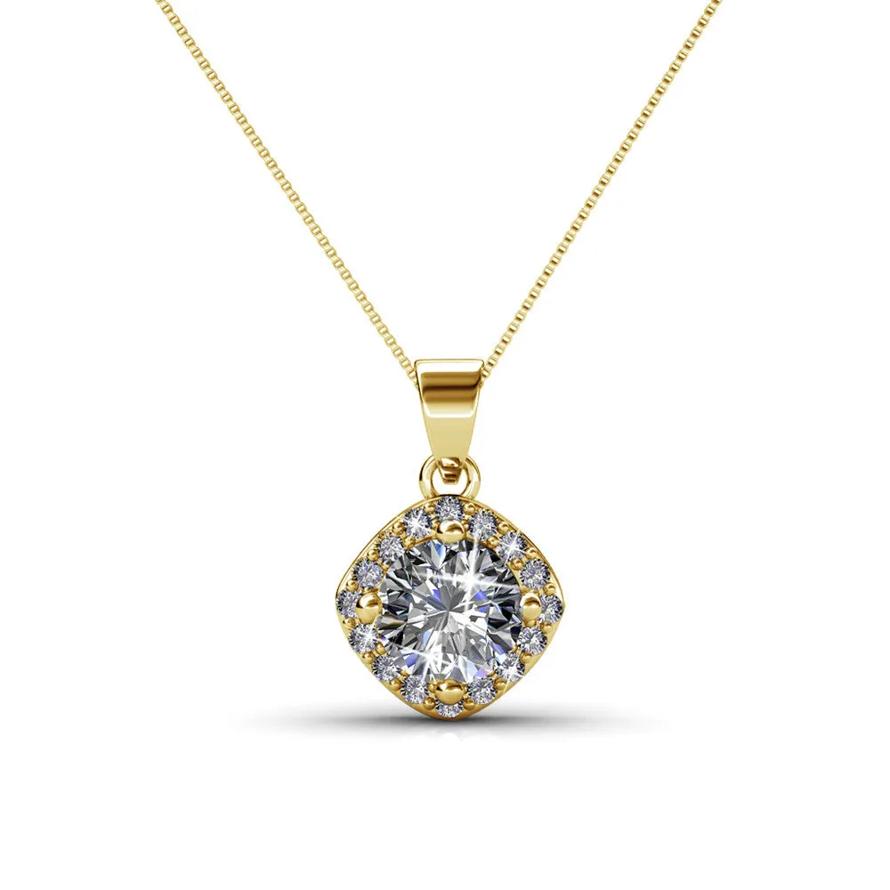 Celeste 18k White Gold Plated Pendant Necklace with Crystals