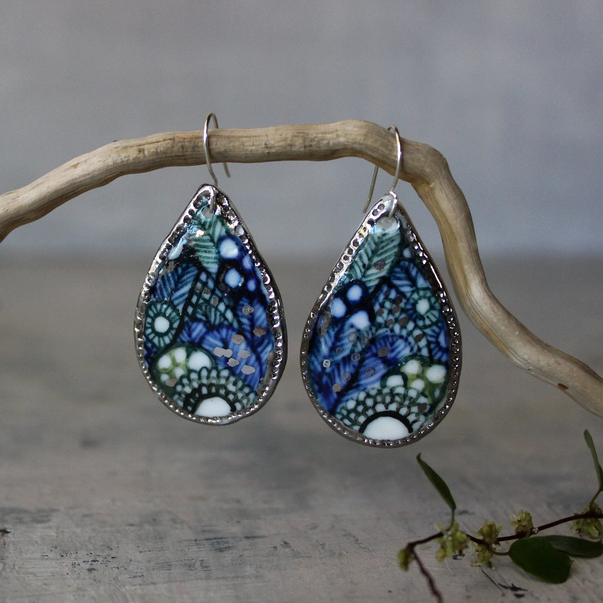 Ceramic Earrings Indigo #1