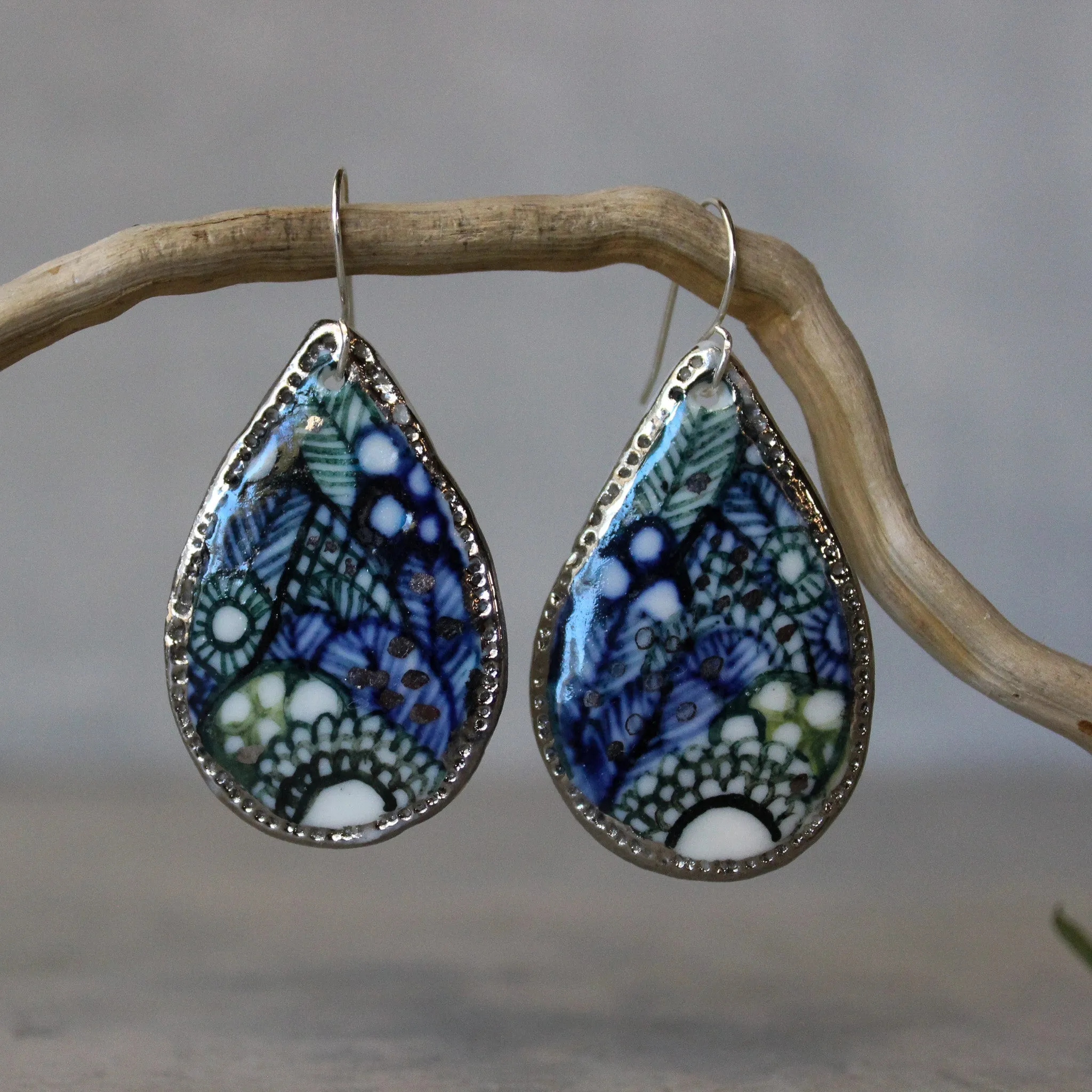 Ceramic Earrings Indigo #1