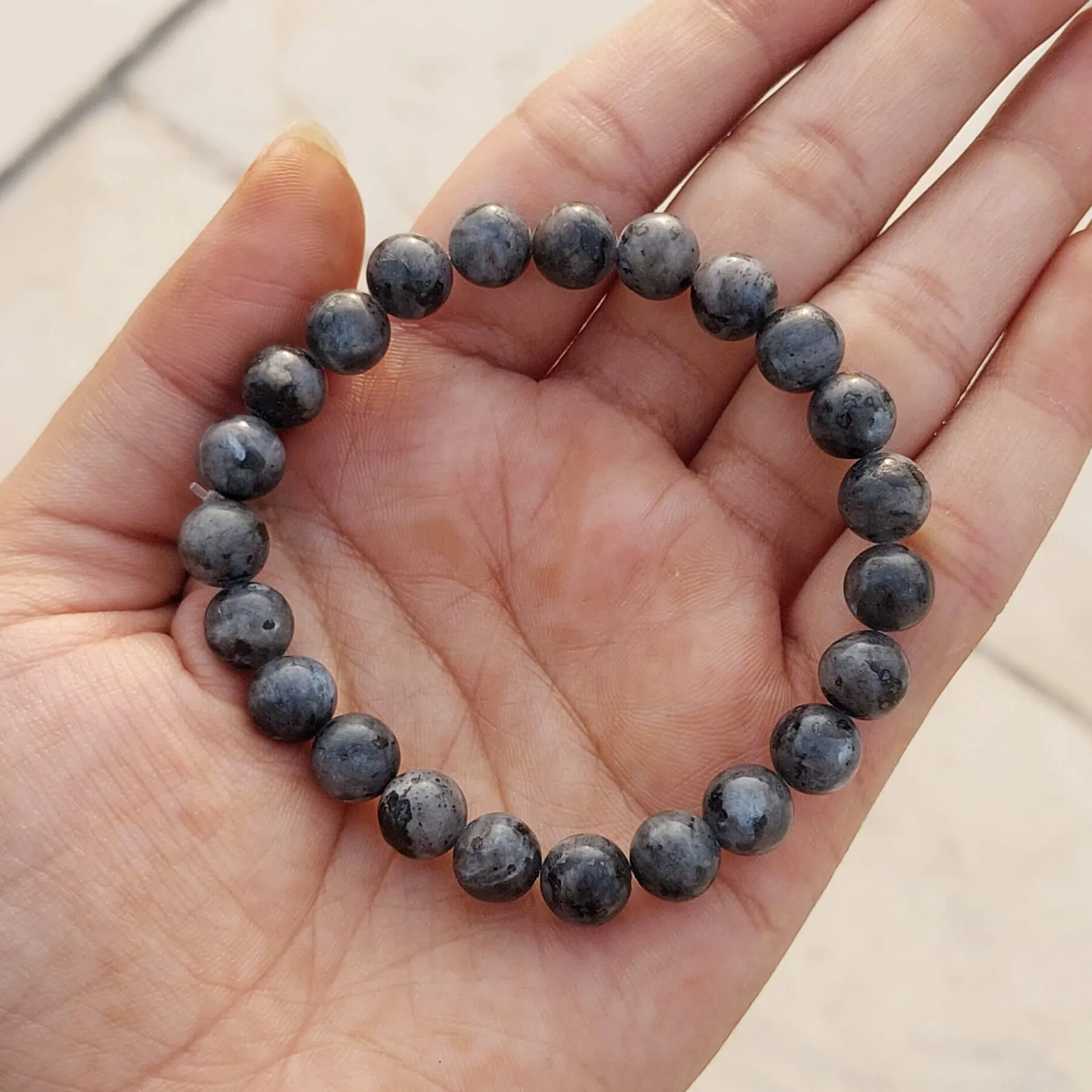 Certified Larvikite 8mm Natural Stone Bracelet