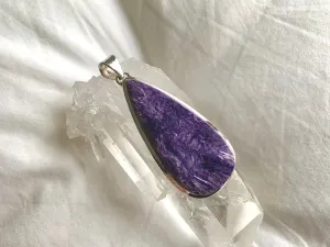 Charoite Naevia Pendant - XLarge Teardrop