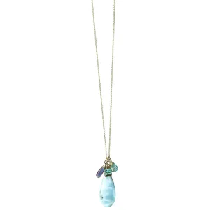 Clusters Necklace 5012 with Larimar and Multicolored Gemstones by Michelle Pressler Jewelry