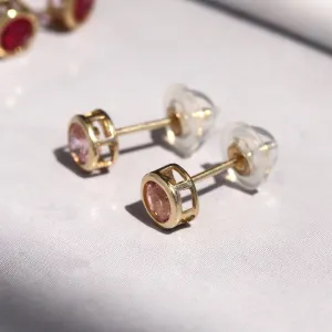 Comfortable & Stylish Hypoallergenic: Gold Pink Stone Bezel Earrings