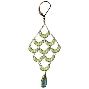 Crescent Earrings 4210 with Lemon Chalcedony and Blue Green Kyanite by Michelle Pressler Jewelry