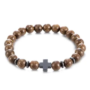 Cross Bead Bracelet <br> Premium Wood