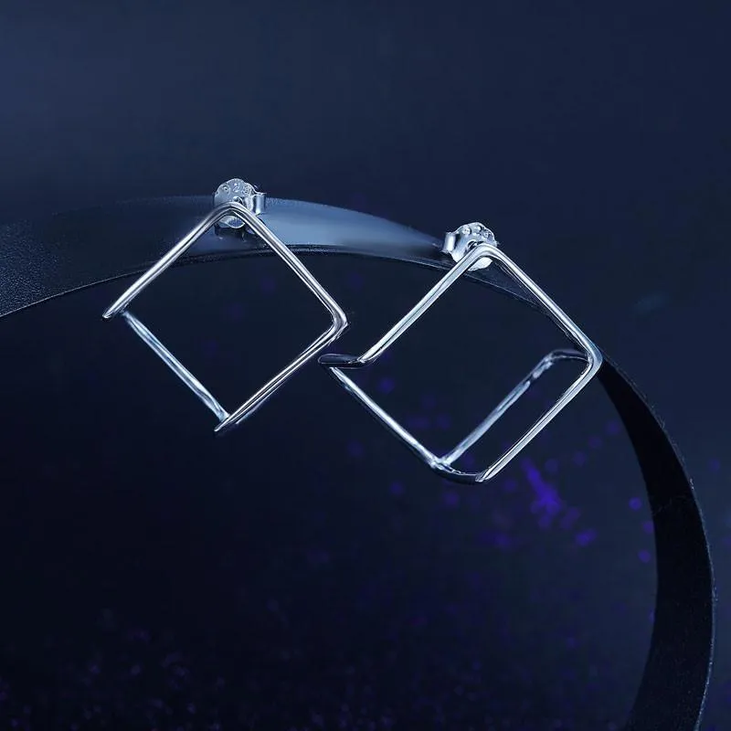 Cube Stud 925 Sterling Silver Earrings Fashion Stylish Jewelry