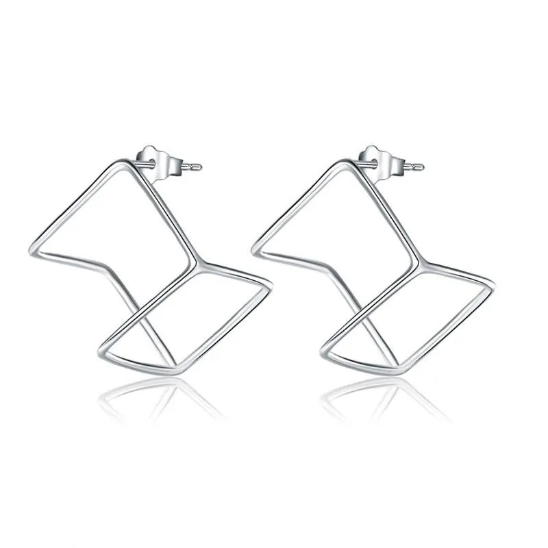 Cube Stud 925 Sterling Silver Earrings Fashion Stylish Jewelry