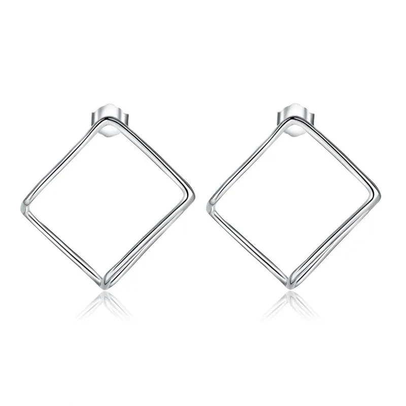 Cube Stud 925 Sterling Silver Earrings Fashion Stylish Jewelry