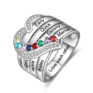 Custom Name 925 Sterling Silver Heart Ring