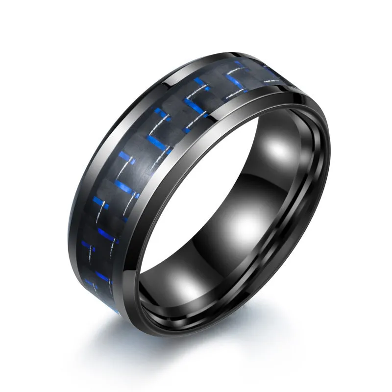 Customizable Korean Carbon Fiber & Titanium Steel Ring for Men and Women - Trendy Minimalist Jewelry, Wholesale Availability