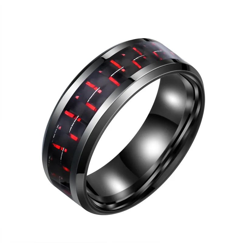 Customizable Korean Carbon Fiber & Titanium Steel Ring for Men and Women - Trendy Minimalist Jewelry, Wholesale Availability